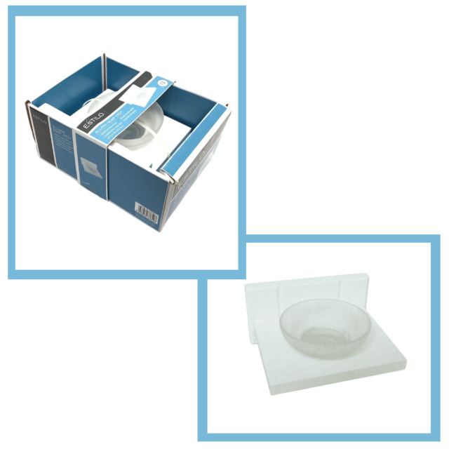 Estilo Allana Frosted Glass Bathroom Soap Dish & White Wood Grove
