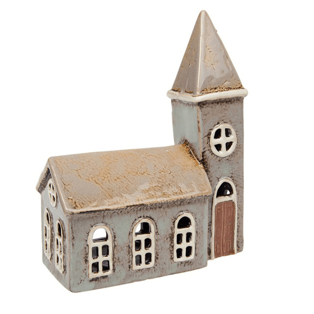 Shudehill Giftware Village Pottery Church Tealight Holder 320020