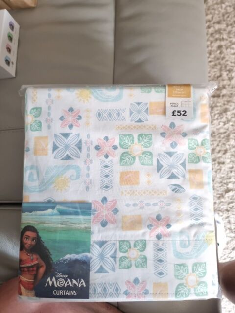 Disney Moana Curtains Pencil Pleat With Tie Backs Blackout