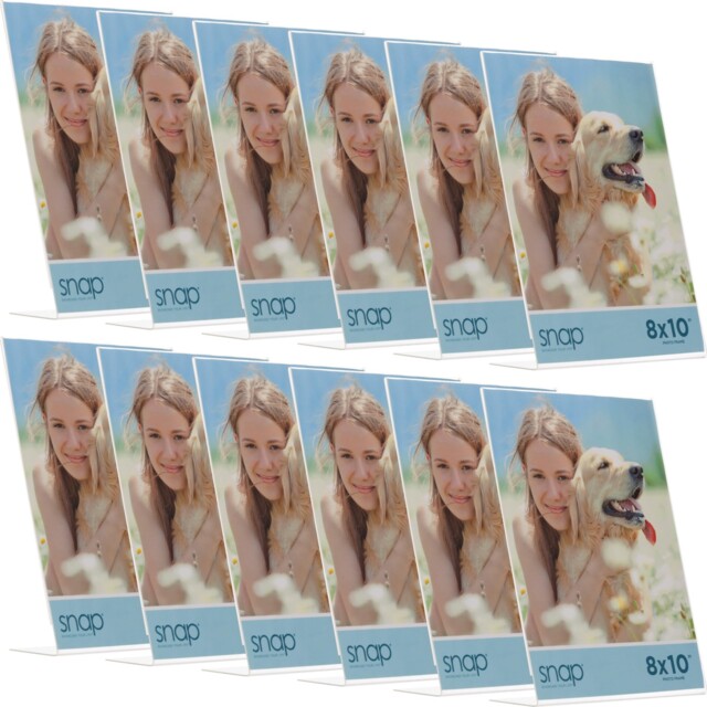 Set Of 12 Snap - 8x10 Clear Acrylic Self Standing Photo Frames -