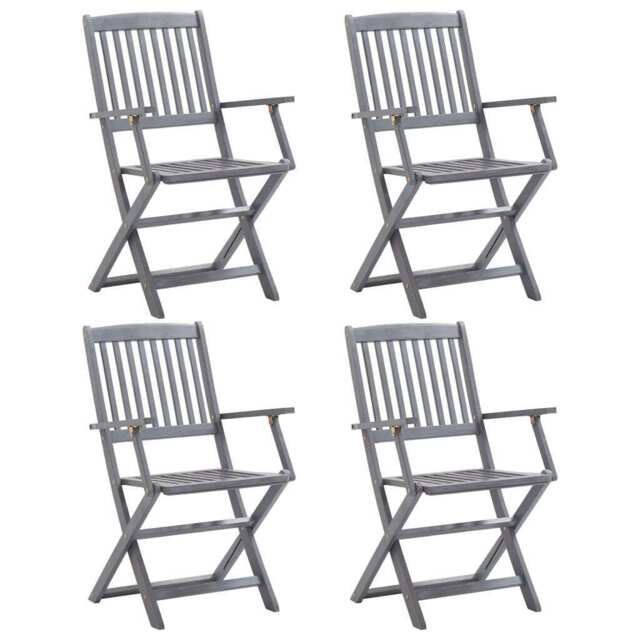 Folding Outdoor Chairs 4 Pcs Solid Acacia Wood Vidaxl