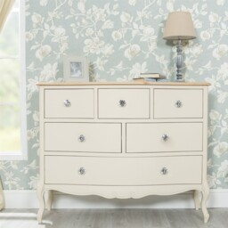 Juliette Wide Chest Of Drawers Large Cream French Dresser Crystal