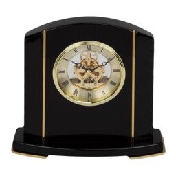 Wm.widdop Black Piano Wood Skeleton Movement Mantel Clock £109.95
