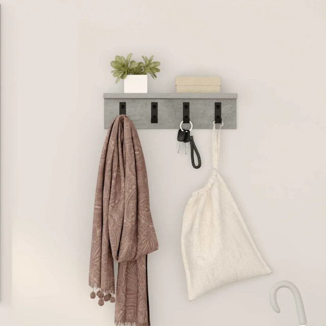 Wall-mounted Coat Rack Concrete Grey 40 X 10.5 X 10.5 Cm Vidaxl
