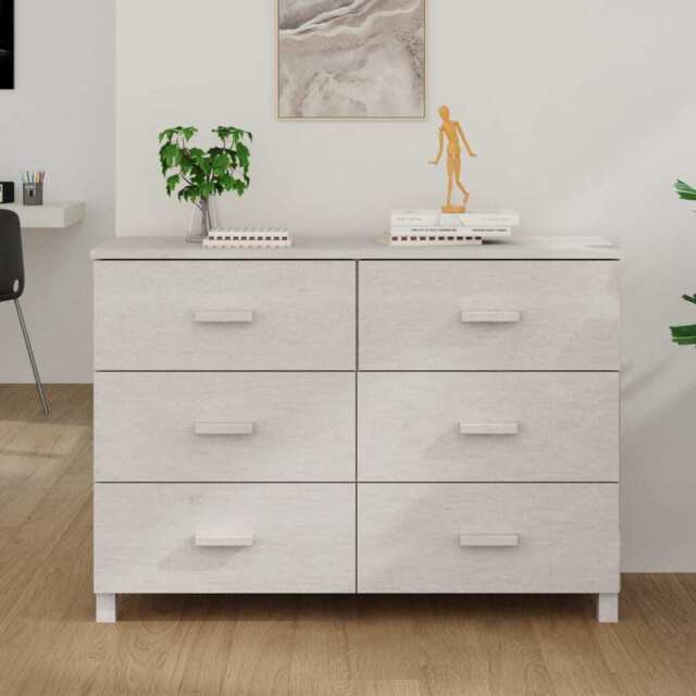 Sideboard Hamar White 113x40x80 Cm Solid Wood Pine Vidaxl