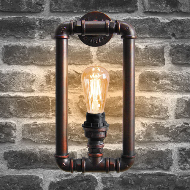 Vintage Industrial Rustic Steampunk Wall Light Metal Waterpipe Wall