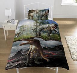 Jurassic T Rex Raptor Predators World Single Duvet Cover Bed Set