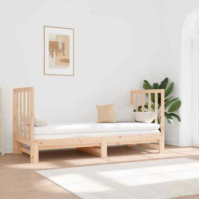 Pull-out Day Bed 2x(90x190) Cm Solid Wood Pine Vidaxl