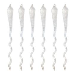 Christmas Tree Decoration 6 Pack Frosted Glass Wavy Icicles