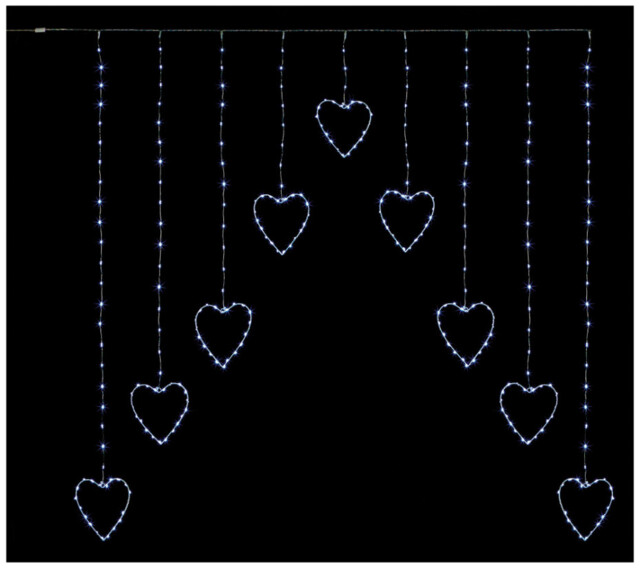 Premier - 303 Led Heart Shape Curtain Light, White, 1.2x1.2m