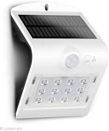 Luceco Solar Guardian Pir Wall Light White Ip65 1.5w 220lm 4000k
