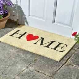 Heavy Duty Natural Coir Home Door Mat Indoor Outdoor Front Red Heart