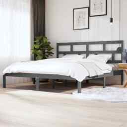 Bed Frame Grey Solid Wood Pine 200x200 Cm Vidaxl