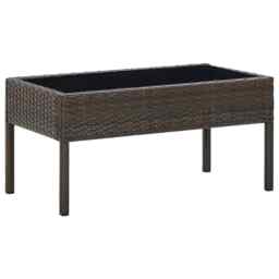 Garden Table Brown 75x40x37 Cm Poly Rattan Vidaxl