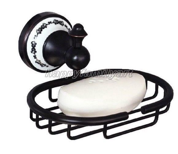 Black Oil Rubbed Brass Ceramic Wall Mounted Bathroom Soap Dish Holder