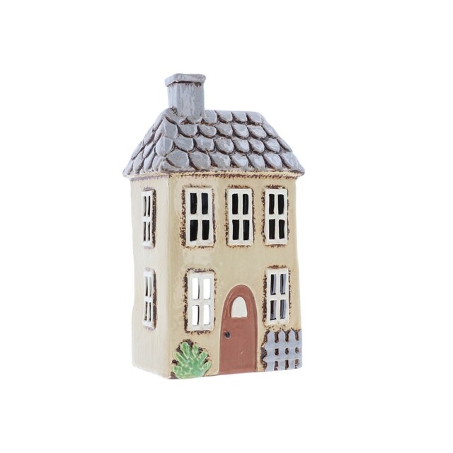 Ceramic Glazed Village Pottery Tealight Candle Holder Country House by