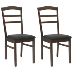 Dining Chair 2 Pcs Solid Rubber Wood Vintage Chairs Seating Retro Room