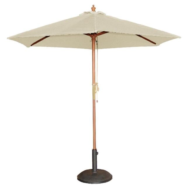 Bolero Round Double Pulley Parasol In Cream Weatherproof Sturdy - 2.5m