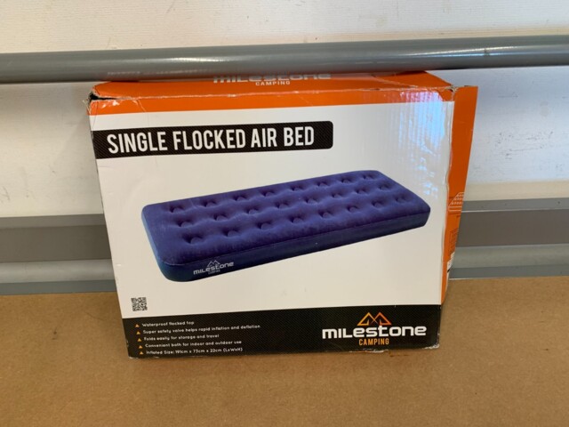 Milestone Single Flocked Air Bed Camping Festival Inflatable Mattress