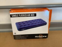 Milestone Single Flocked Air Bed Camping Festival Inflatable Mattress