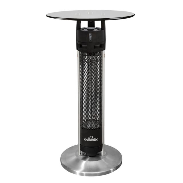 Dellonda Garden Bistro Table With 1600w Heater 95cm Black/stainless