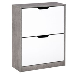 Homcom Two Drawer Shoe Cabinet Home Storage Organiser W/ Groove