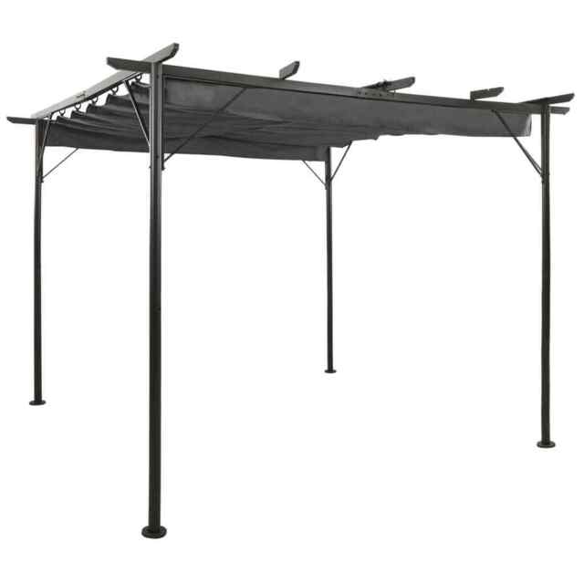 Pergola With Retractable Roof Anthracite 3x3 M Steel 180 G/m² Vidaxl