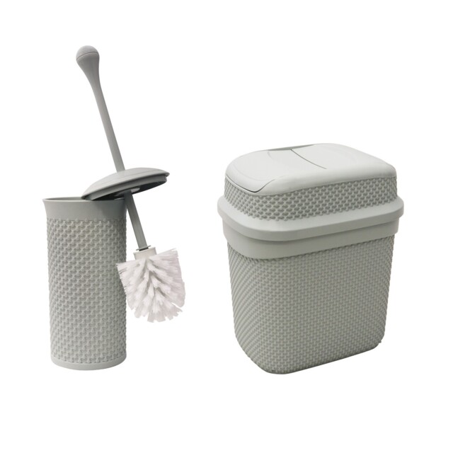Jvl Droplette Toilet Brush And Rectangular Lidded - Ice Grey
