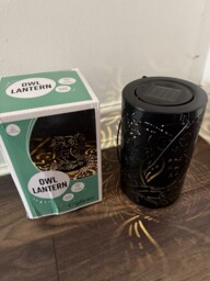 Black Cylinder Solar Owl Lantern Metal Garden Ornament