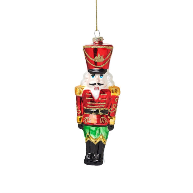 Sass & Belle Nutcracker Doll Traditional Shaped Glass Bauble Xmas Tree