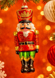 Sass & Belle Nutcracker Doll Traditional Shaped Glass Bauble Xmas Tree