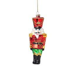 Sass & Belle Nutcracker Doll Traditional Shaped Glass Bauble Xmas Tree