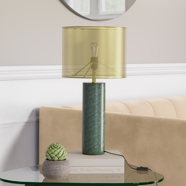 Brass And Green Marble Table Lamp Lincoln Rep028 by
