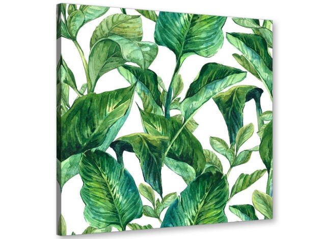 Green Palm Tropical Banana Leaves Canvas Wall Art Print - 49cm Square