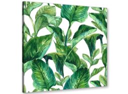 Green Palm Tropical Banana Leaves Canvas Wall Art Print - 49cm Square