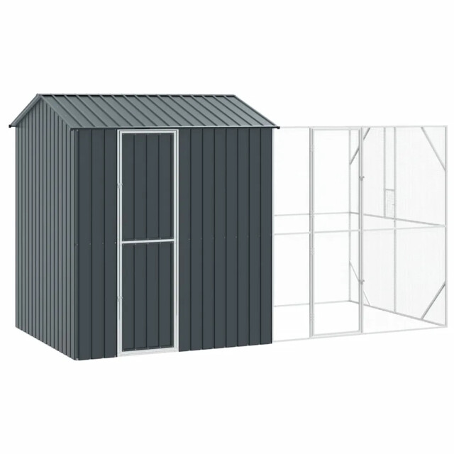 Bird Cage With Storage Anthracite Galvanised Steel Outdoor Pet Retreat