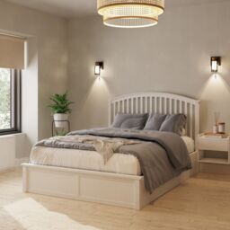 Madrid Wooden Ottoman Storage Bed Gas Lift King Size 150cm 5ft White