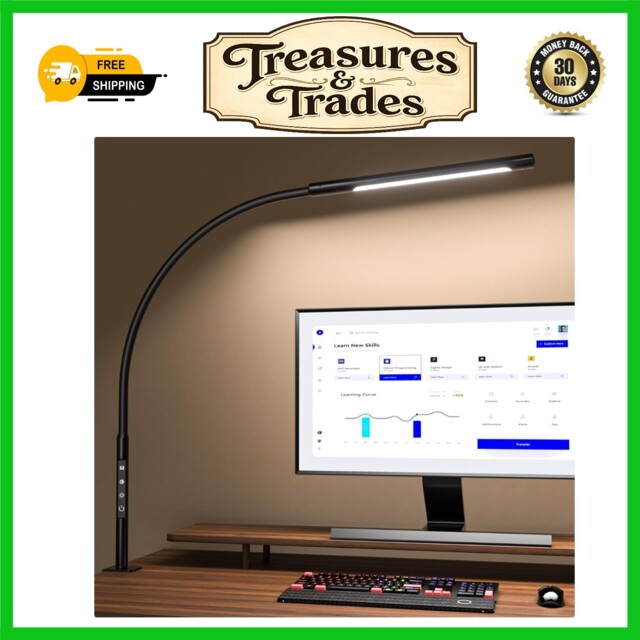 Flexible Led Desk Lamp With Swing Arm Clamp Eye-care Light 12w 1 Pack