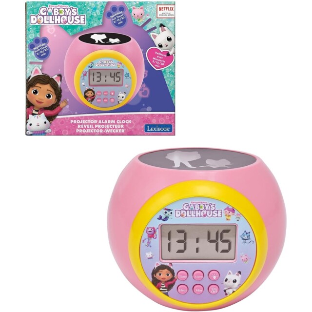 Lexibook Gabby's Dollhouse Kids Alarm Clock With Projector, Nightlight