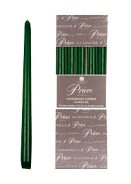 Price's Tapered Dinner Candles Venentian Candle Green Pack Of 10
