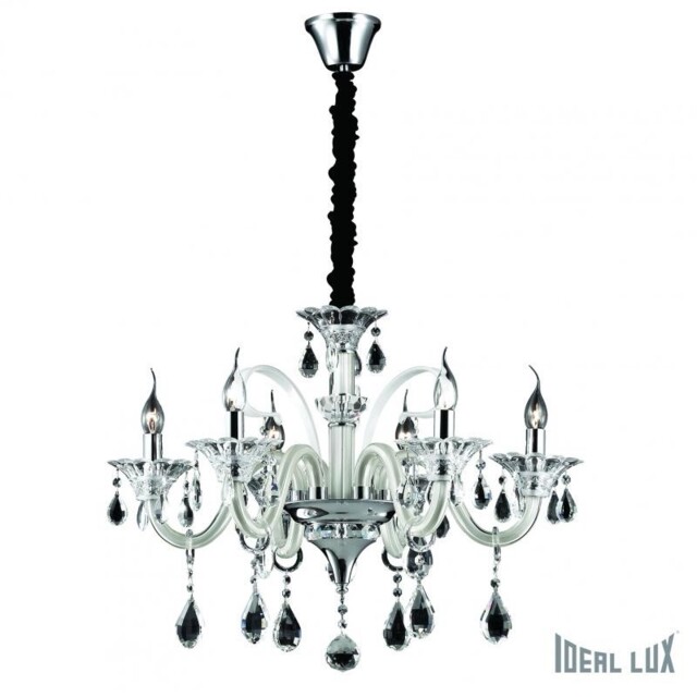 Ideal Lux 5-light Crystal Glass Chandelier Chrome Modern Light