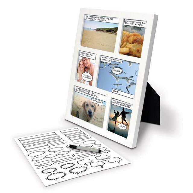 Comic Book Photo Frame White Multi Picture Speech Bubble Stickers