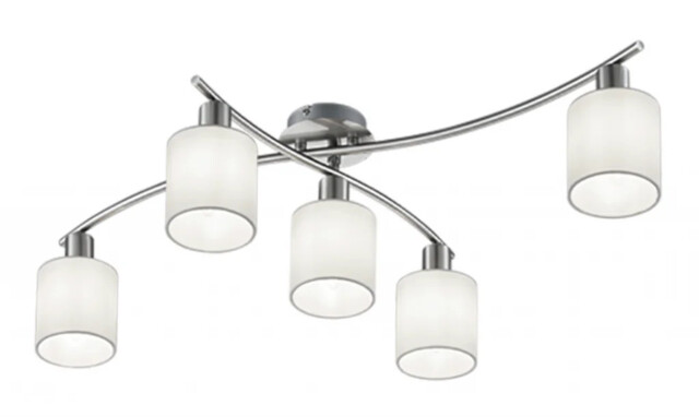 Ceiling Light Silver Garda 5 Matt Nickel White Fabric Trio 605400501