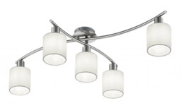 Ceiling Light Silver Garda 5 Matt Nickel White Fabric Trio 605400501