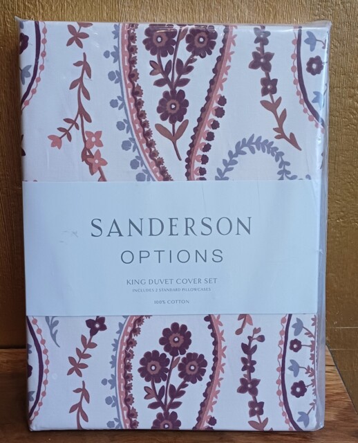 Sanderson Options King Duvet Cover Set Jamilia Pink 100% Cotton