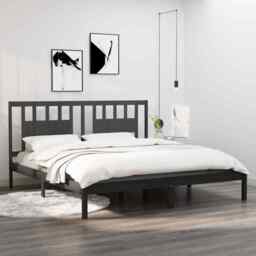 Bed Frame Grey Solid Wood Pine 200x200 Cm Vidaxl