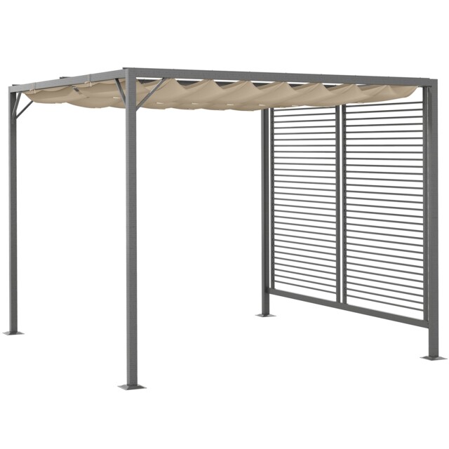 Outsunny Metal Pergola Patio Sun Shelter Grape Tent Retractable Canopy