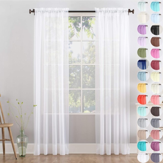 Megachest A Pair Of Slot Top Voile Curtains (pure W 56 X L 90 (2