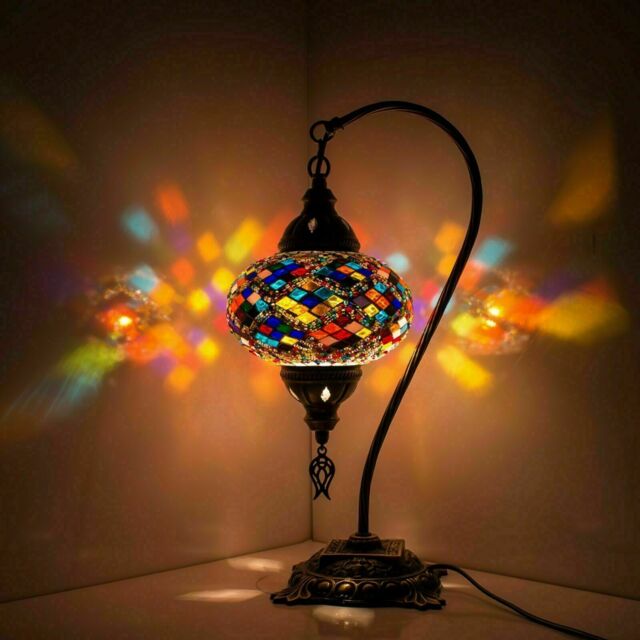 Turkish Moroccan Mosaic Lamp Handmade Tiffany Colorful Glass Desk