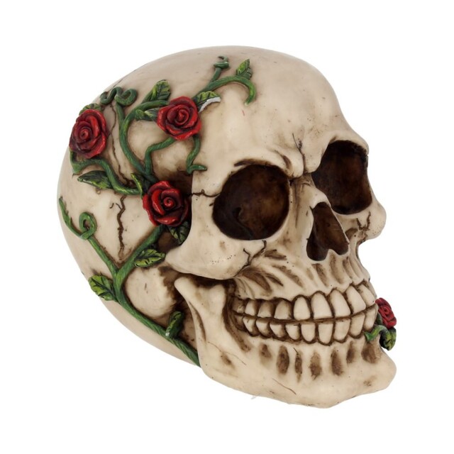 Rose From Beyond 15cm Gothic Rose Vine Covered Skull Figurine